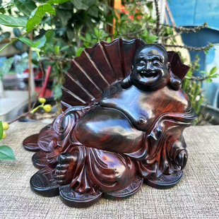 大红酸枝木雕弥勒佛摆件实木雕刻佛像汽车车内饰品车载摆件工艺品
