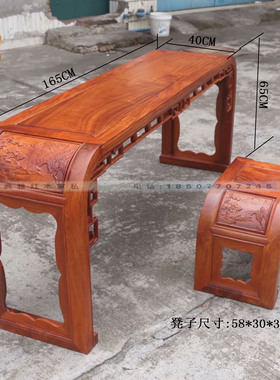 缅甸花梨琴桌二件套 大果紫檀古琴台 全榫卯全独板红木家具