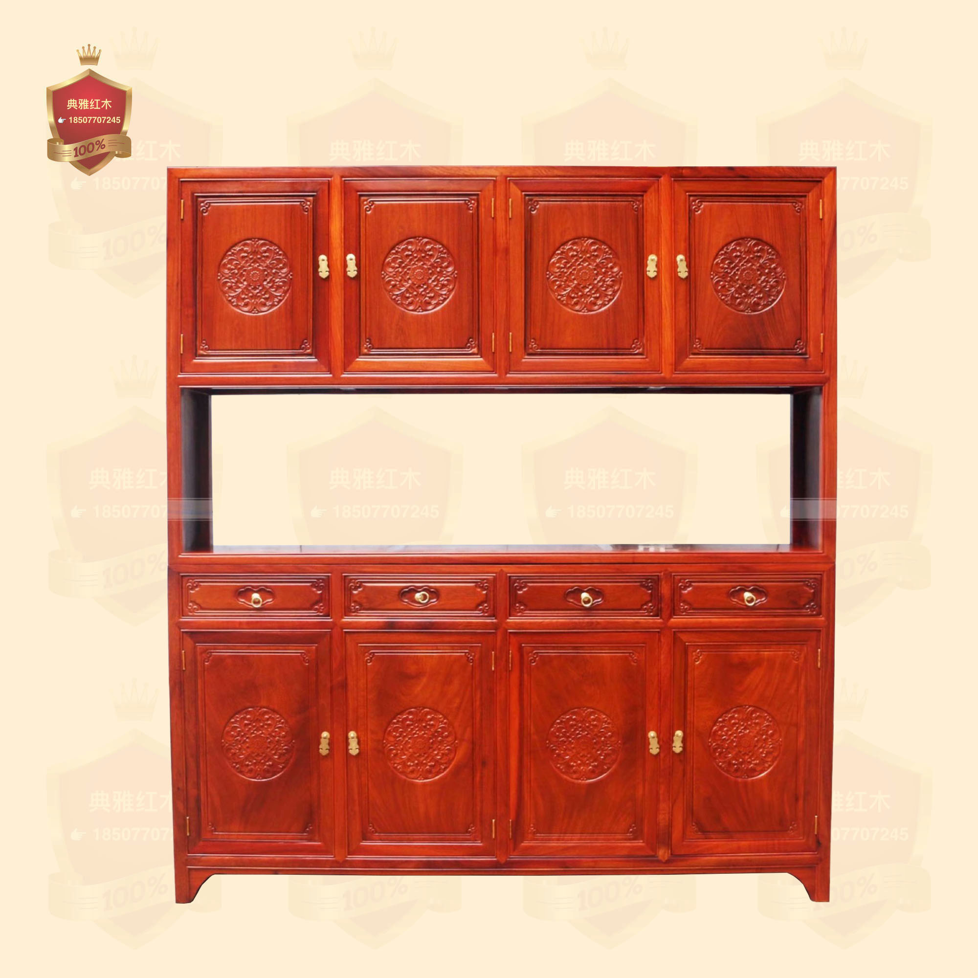 大果紫檀实木餐边柜 中式红木仿古储物柜 缅甸花梨仿古家具鞋柜