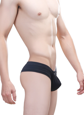 运动薄款透气性感激凸高弹囊袋半臀低腰男士内裤冰丝平角裤 14014