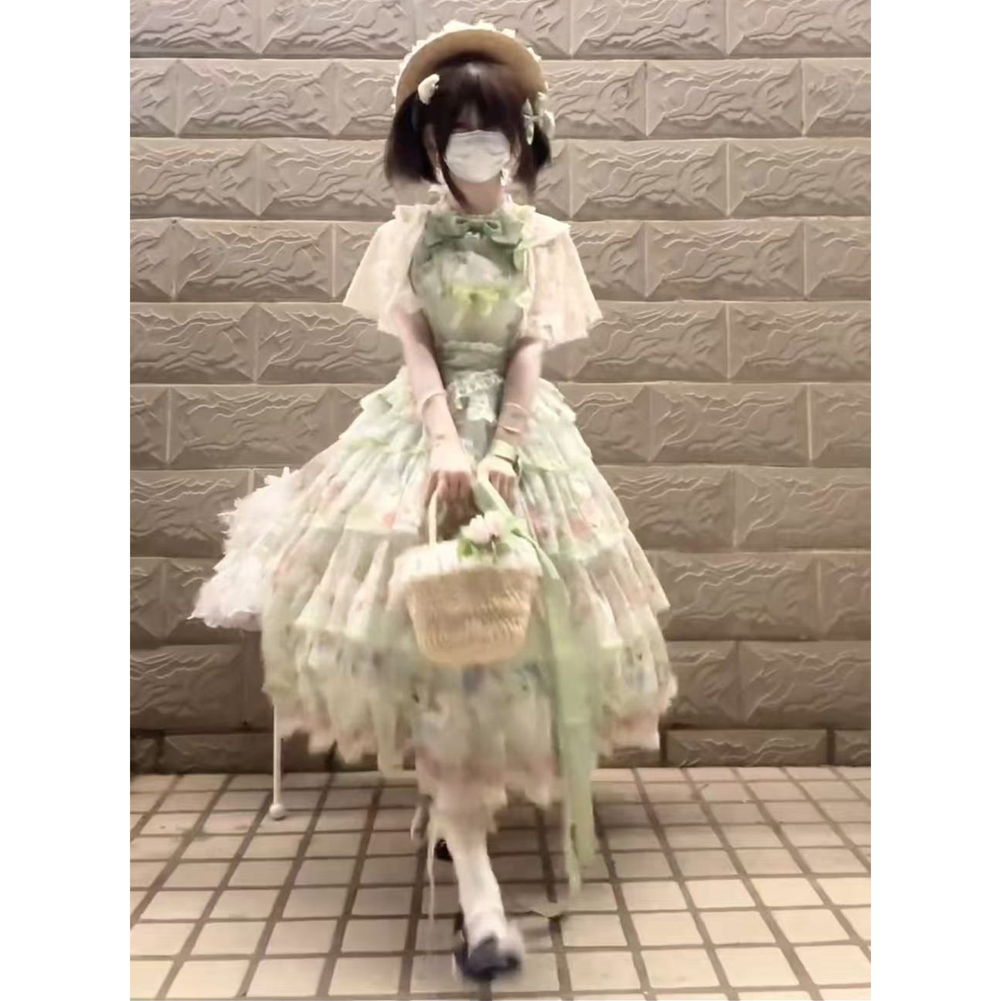 绿色田园风天鹅湖lolita裙jsk裙