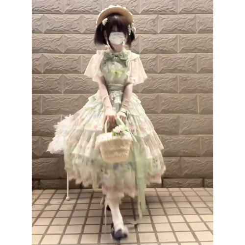 绿色田园风天鹅湖lolita裙jsk裙