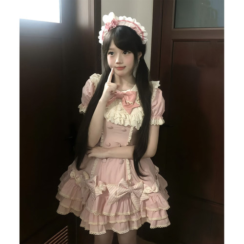 条纹千层Lolita蛋糕裙可爱短袖OP