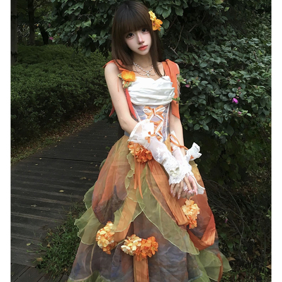 阿尔勒的野玫瑰lolita裙橘色礼服