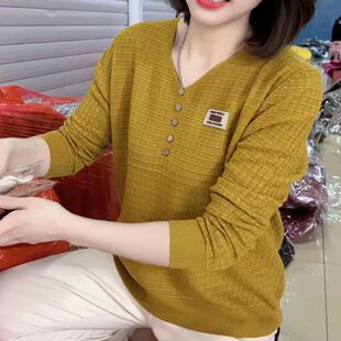 薄款V领欧货正肩打底针织衫女年轻气质中年洋气时尚中款气质毛衣