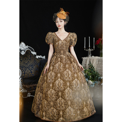 莫奈的睡莲华丽复古连衣裙