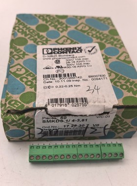 菲尼克斯SMKDS1/4-3.81 1728307原装4P连接器 3.81mm间距PCB板