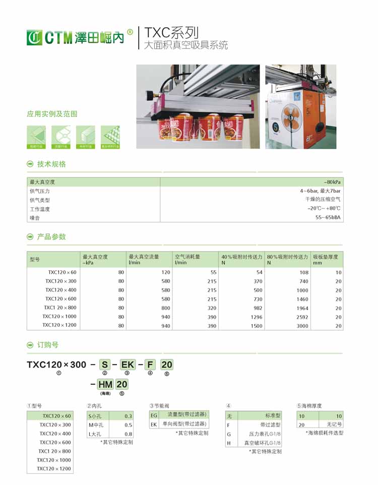 CTM泽田崛内海绵真空吸盘板材钢板纸箱专业用海绵真空吸盘TXC120*