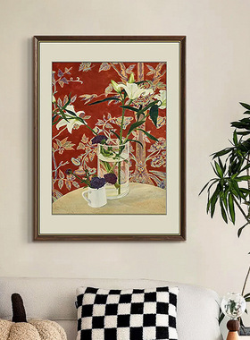 餐边百合中古风复古装饰画