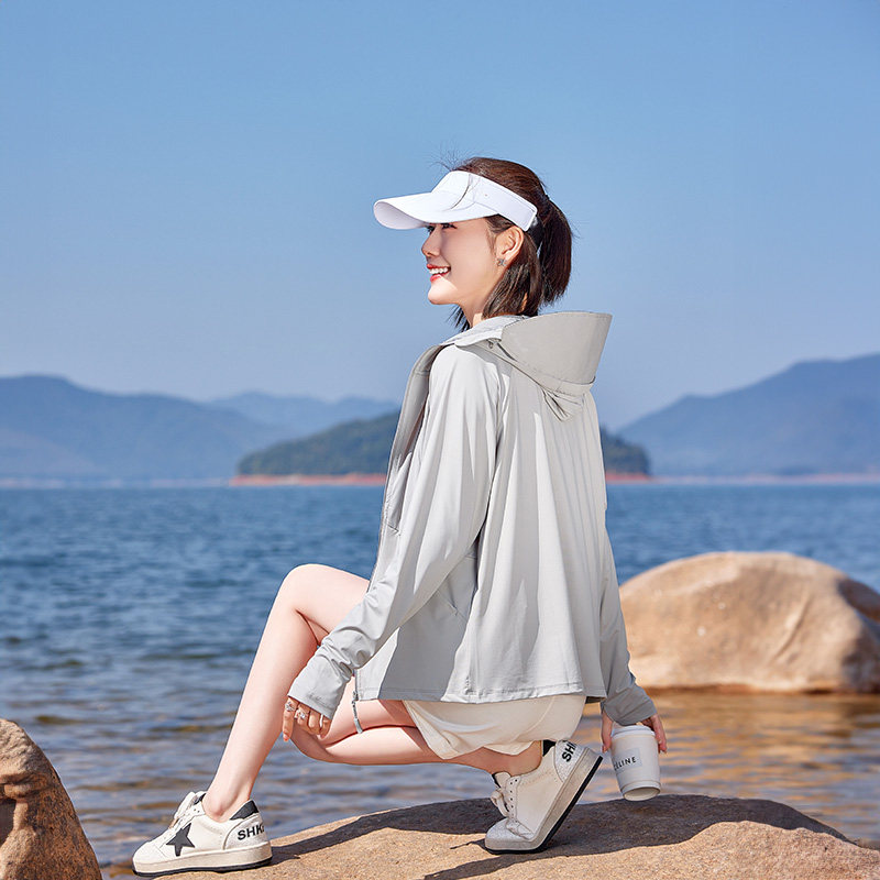 防晒衣女夏季新款冰丝长袖防紫外线upf50户外防晒服可脱卸大帽檐