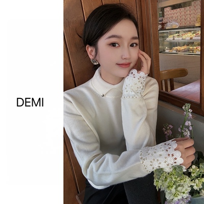 MISS RUILI 定制 2025休闲慵懒风小翻领修身拼接内搭针织衫F1416