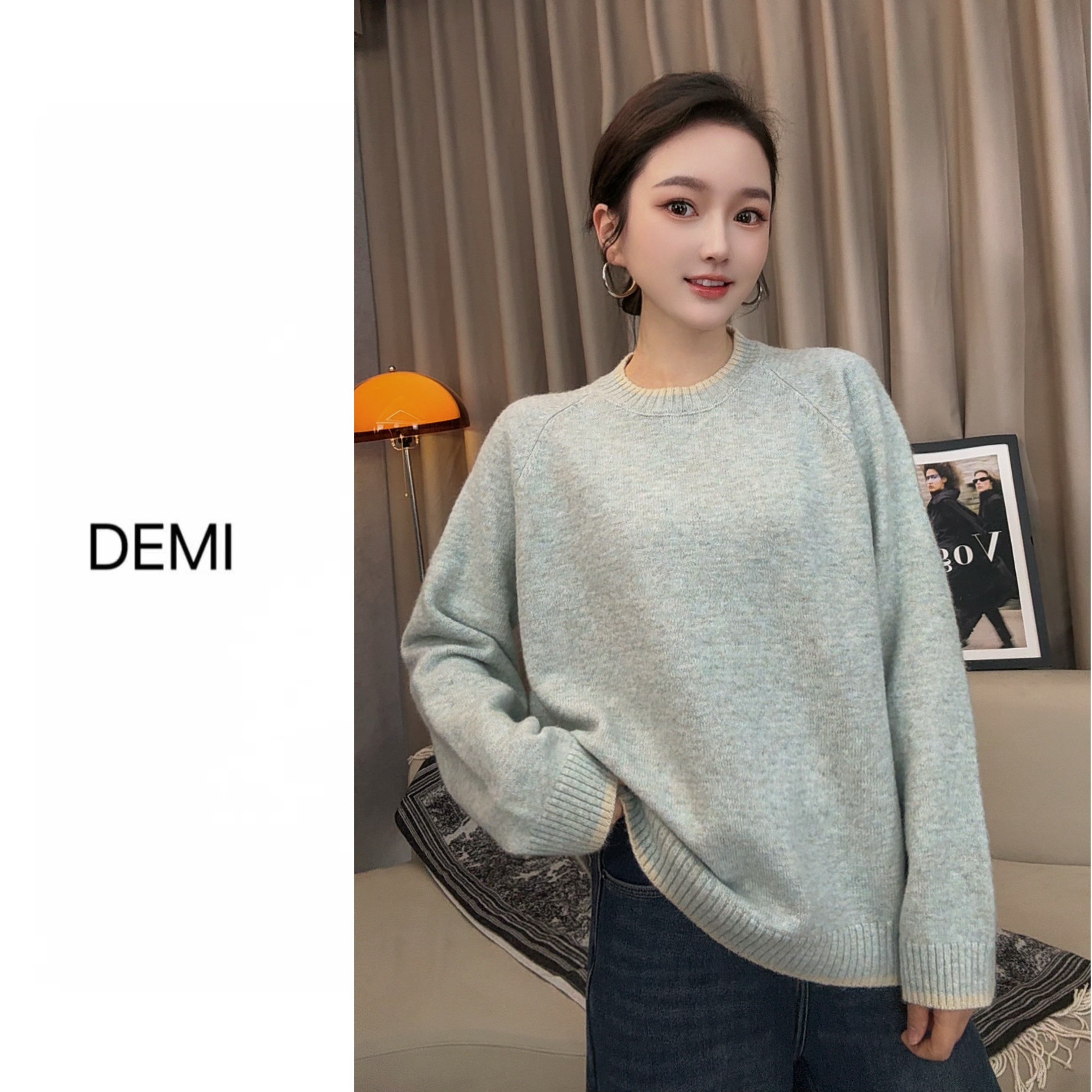 MISS RUILI 定制 韩系纯色拼接圆领基础百搭修身毛衣女F1578,女装/女士精品,毛衣,淘宝优惠券,粉丝福利购,淘宝优惠卷