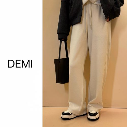 MISS RUILI定制 秋冬韩系抽绳高腰显瘦垂感软糯糯直筒阔腿裤F1172