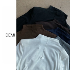 MISS RUILI 定制 秋冬新款纯色百搭半高领长袖T恤打底F1542