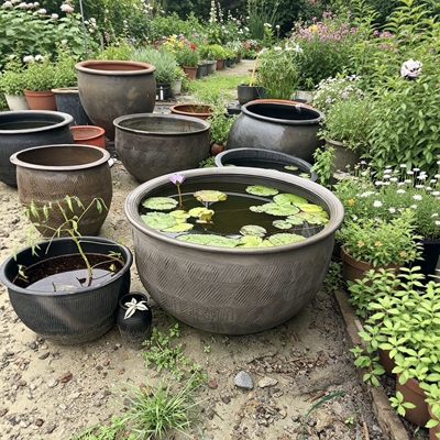 大水缸储水家用陶瓷大号养鱼瓦缸粗陶缸陶土小瓷睡莲盆