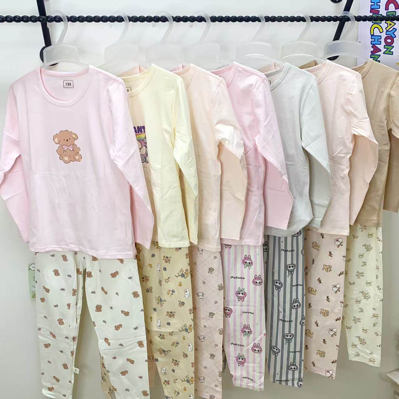 捡漏【90-190码】女童莱卡棉初秋衣秋裤家居服打底睡衣卡通图案