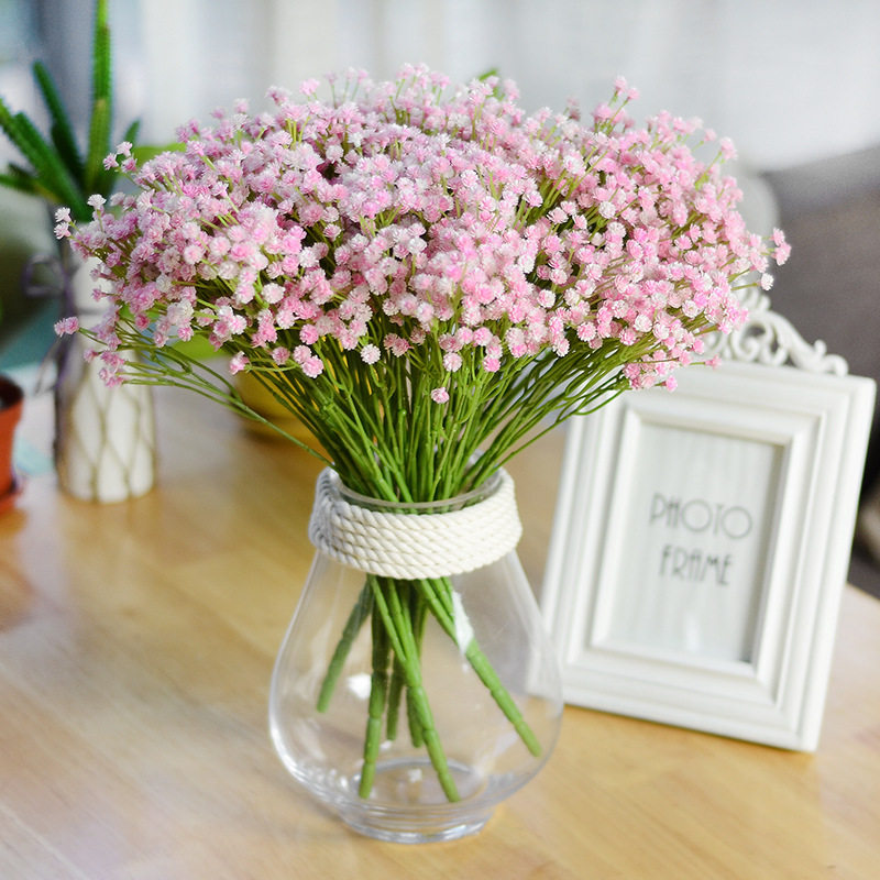 7叉把束仿真白色满天星清新小花客厅插花摆设假花婚礼新娘手捧花