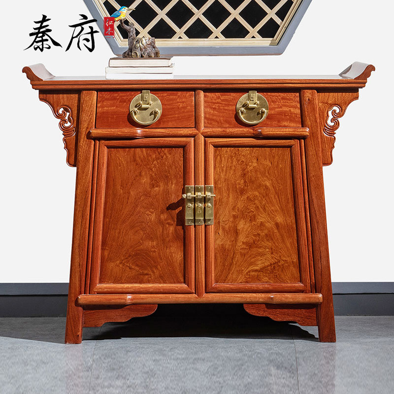 秦府红木家具缅甸花梨二联橱实木古典餐边柜仿古储物柜中式玄关柜