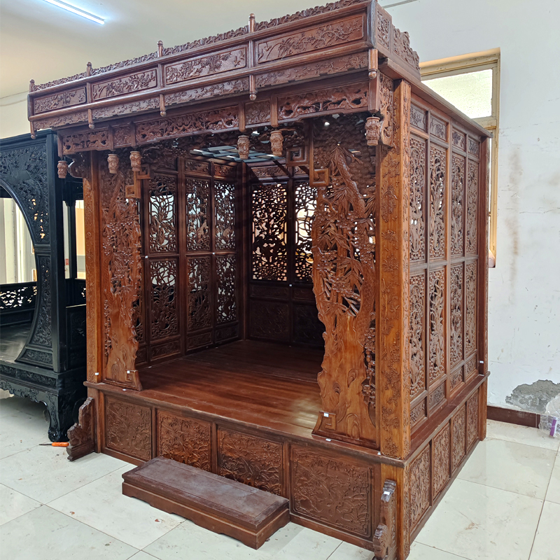 新中式红花梨全实木架子床邵氏紫檀月洞床仿古代千工拔步床宫廷床