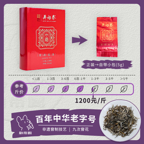 【单泡】吴裕泰贡毫茉莉花茶