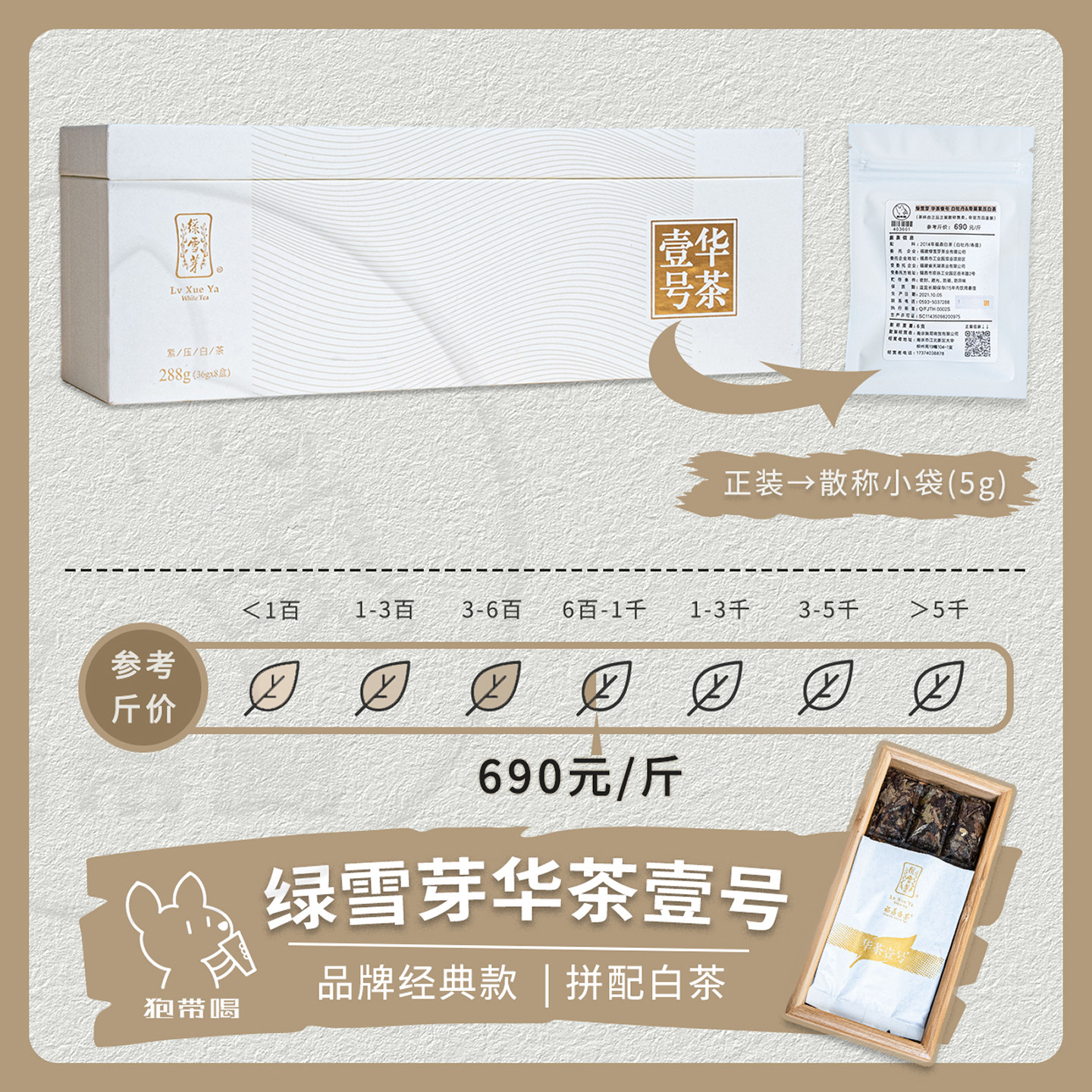 【单泡】绿雪芽华茶壹号2014白茶