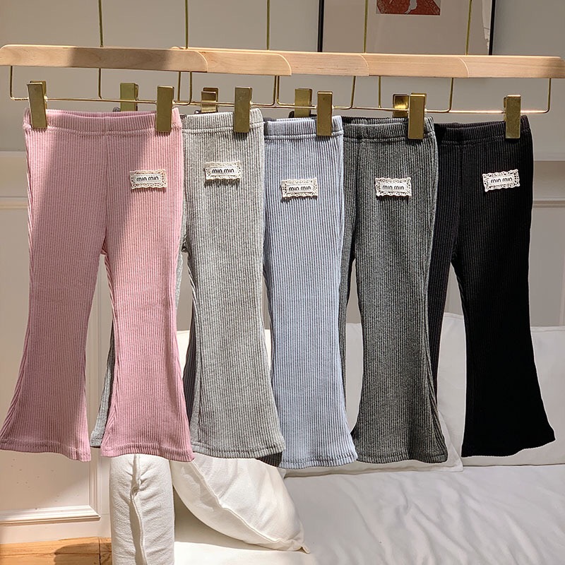 豆妞IAMDOU 90-140码甜美miu系风喇叭裤女童打底裤弹力微喇裤子