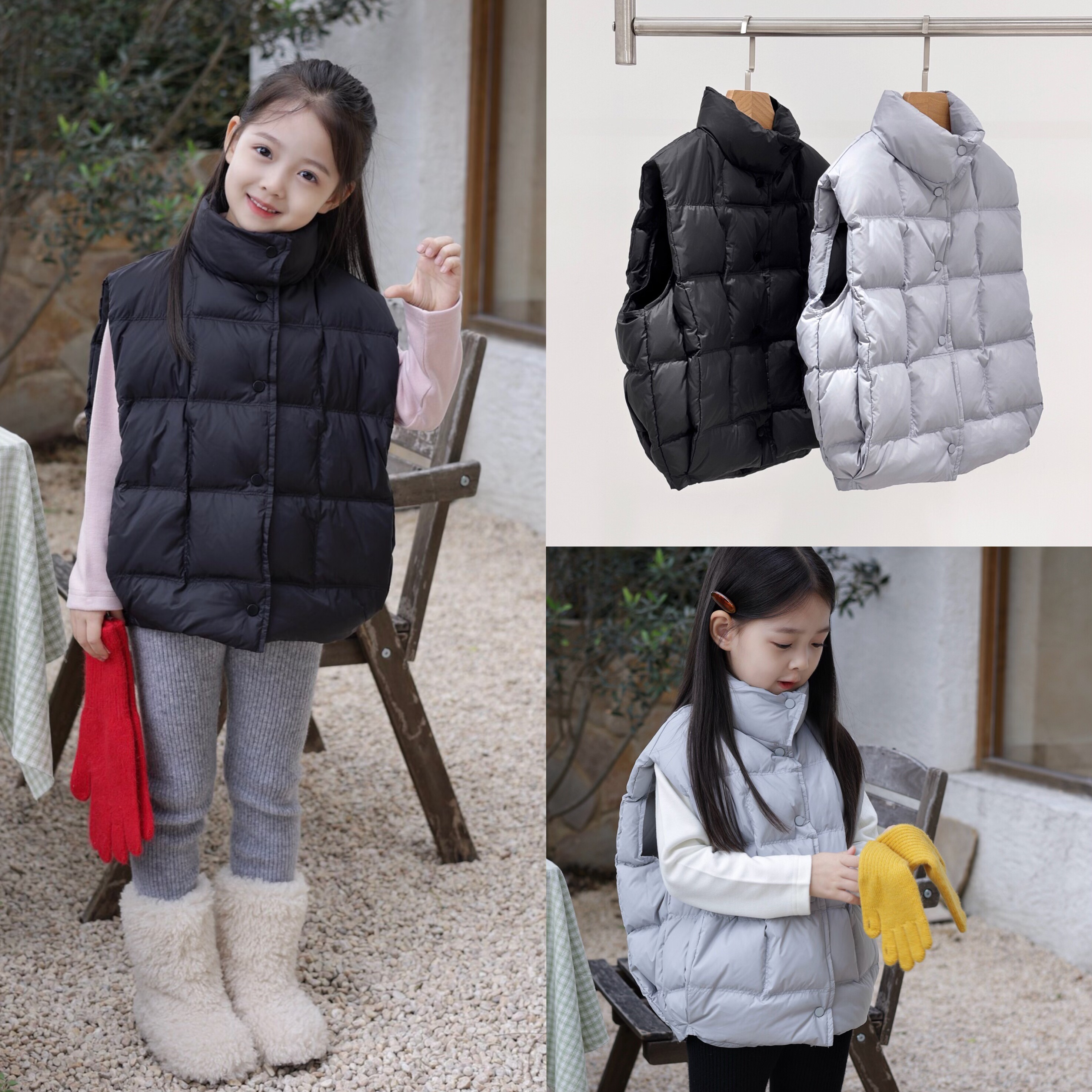豆妞IAMDOU 110-160码90白鸭绒马甲儿童立领保暖坎肩羽绒背心外套