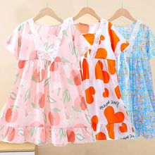 女孩裙子夏季薄款棉绸女童睡裙中大童宽松家居服可外穿花边裙