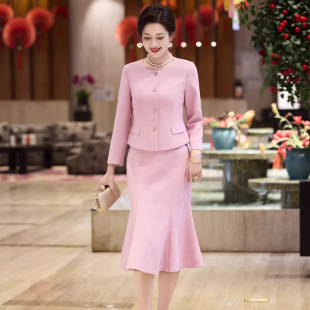 2026春新款礼服真套装两件套婚庆婚宴妈妈气质优雅喜婆婆连衣裙