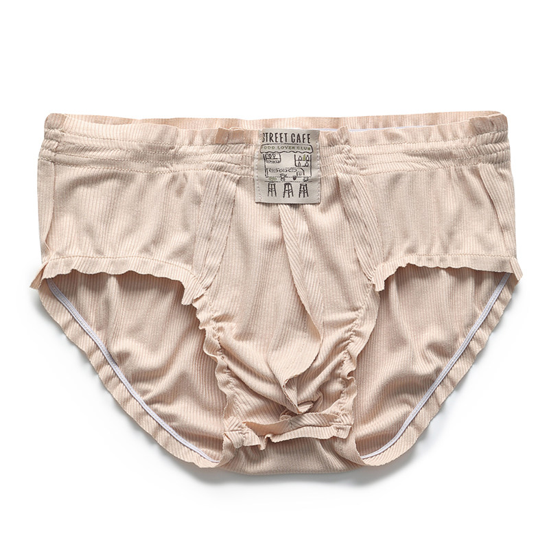 男士内裤棉质舒适柔软透气时尚个性荷叶边青年U囊袋中腰三角短裤,女士内衣/男士内衣/家居服,男三角内裤,淘宝优惠券,粉丝福利购,淘宝优惠卷