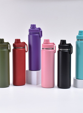 亚马逊直304不锈钢太空壶户外提手保温杯750M大容量登山运动水壶