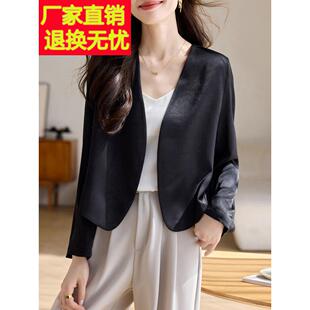 黑色短套装 高端Normcore风格 长袖 2025新款 夹克衫 服装 薄女装 秋季