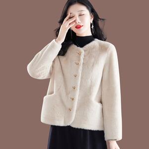 女士彷皮草外套2025秋冬新款加厚皮毛一体水貂绒上衣时尚洋派开衫