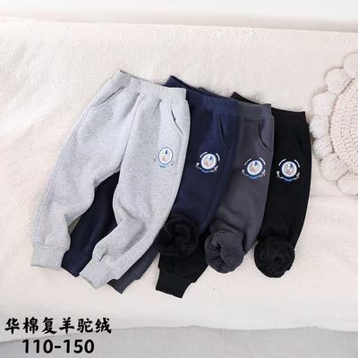 拉奥特曼亮灯加绒加厚羊羔绒卫裤男童冬季新款长裤