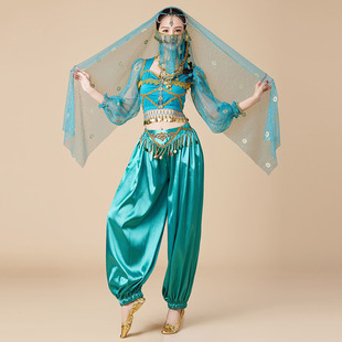 肚皮舞新款长袖茉莉公主舞蹈服装灯笼裤套装异国风情印度舞演出服