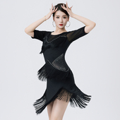 拉丁舞裙2025新款 国标舞专业比赛连衣裙团体花服钻石流苏裙表演服