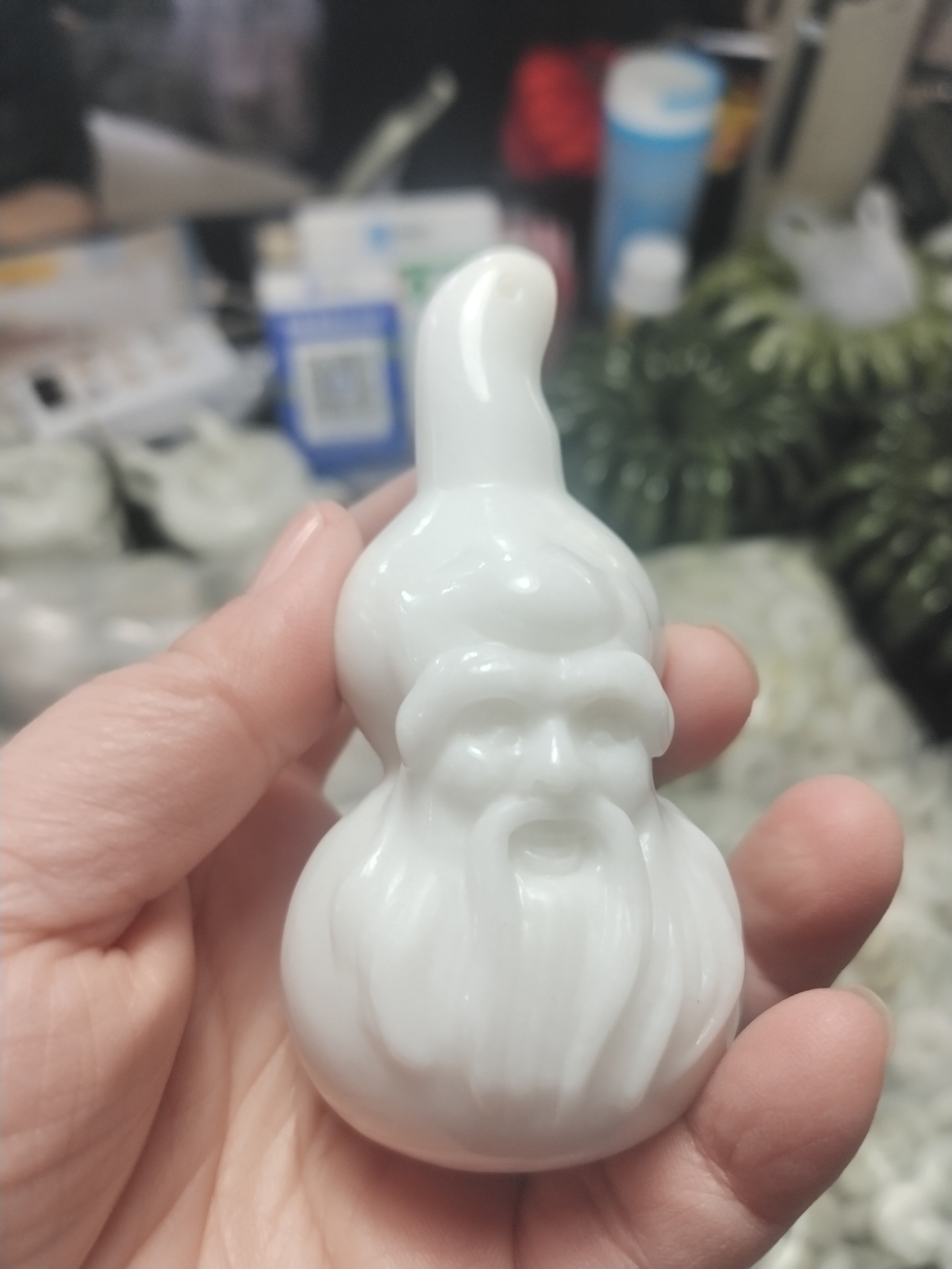 陕西西安蓝田玉葫芦手把件 天然蓝田玉玉石寿星把玩件 玉器摆件