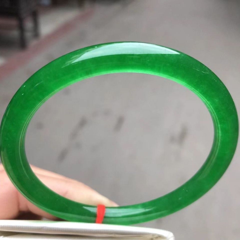 天然正品帝王绿手镯女款翡翠色手镯细条叮当细圆条石英岩玉镯子