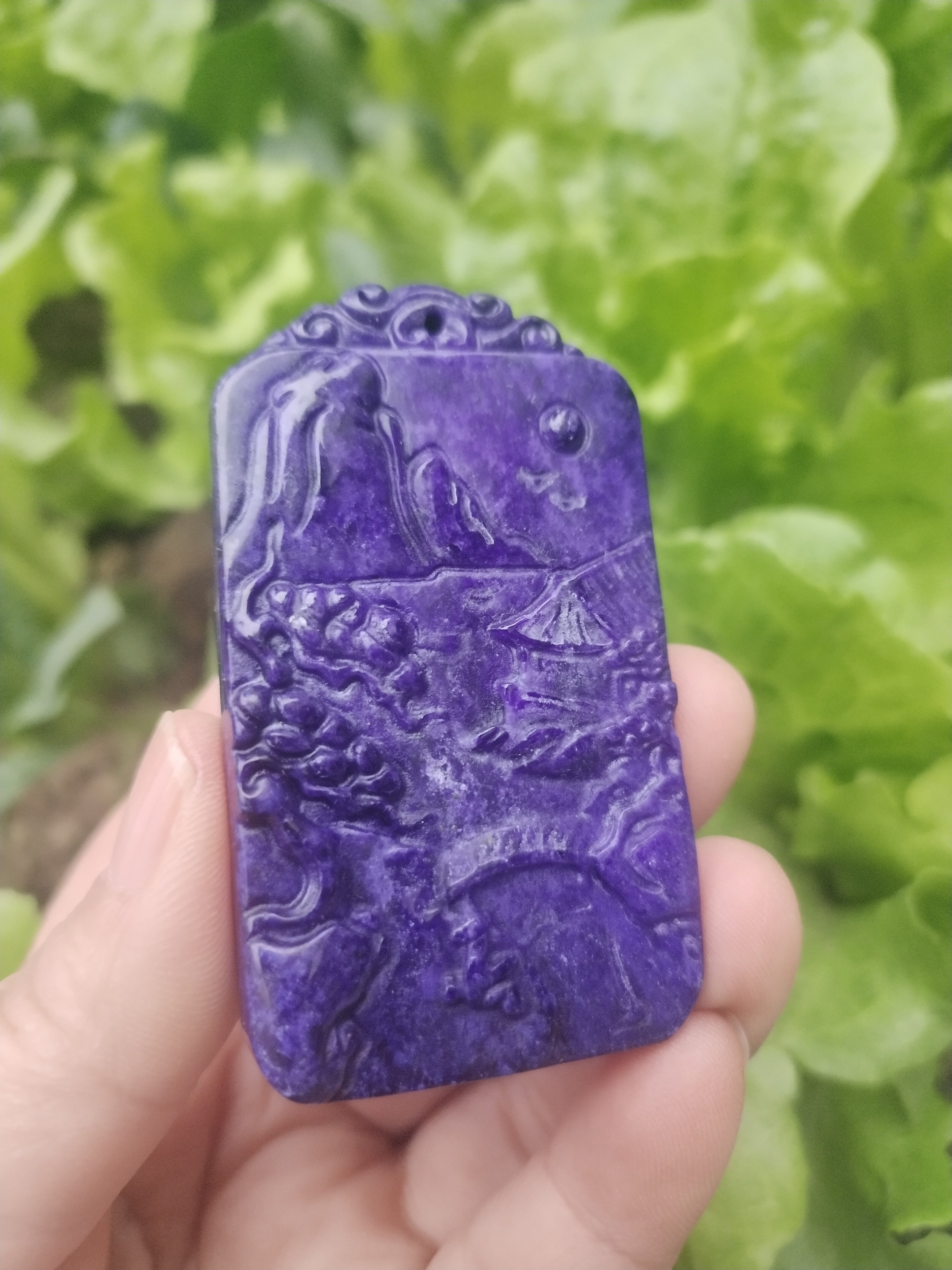 南非舒俱来精吊坠旭日东升小桥流水皇家紫苏纪石挂件牌子饰品礼品