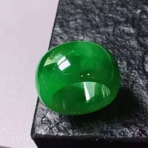 缅甸老坑翡翠戒指满色阳绿指环男女款飘花戒圈扳指时尚