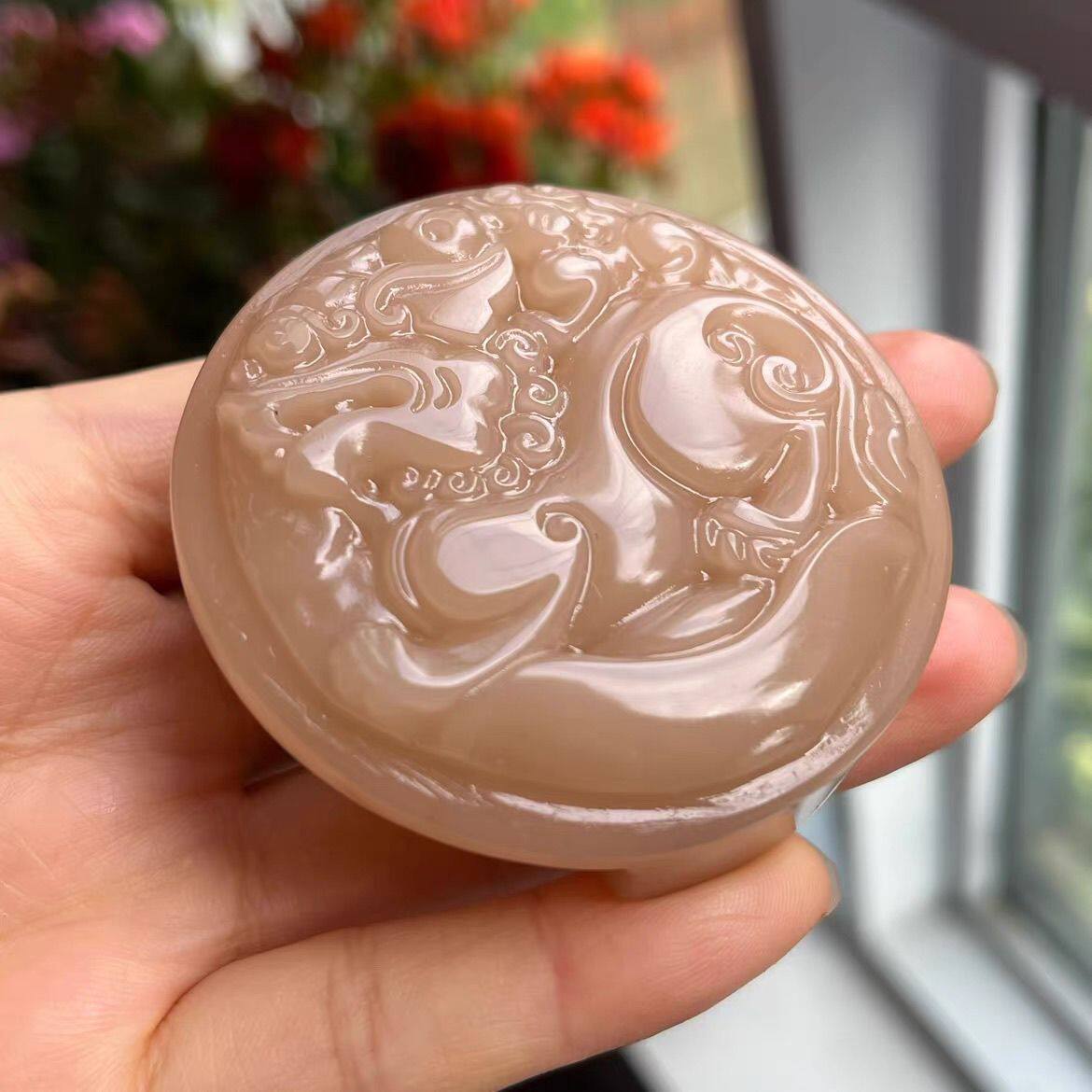 外蒙料仿真和田玉貔貅皮带扣腰带扣男士糖色腰扣牌挂件