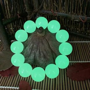 天然夜光石精雕圆珠手链夜光宝石夜明珠发光永久夜光珠子玉石手串