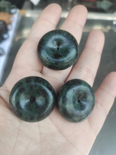 天然藏玉药王石葫芦平安扣吊坠 药王石天珠墨绿色玉石带磁性保健