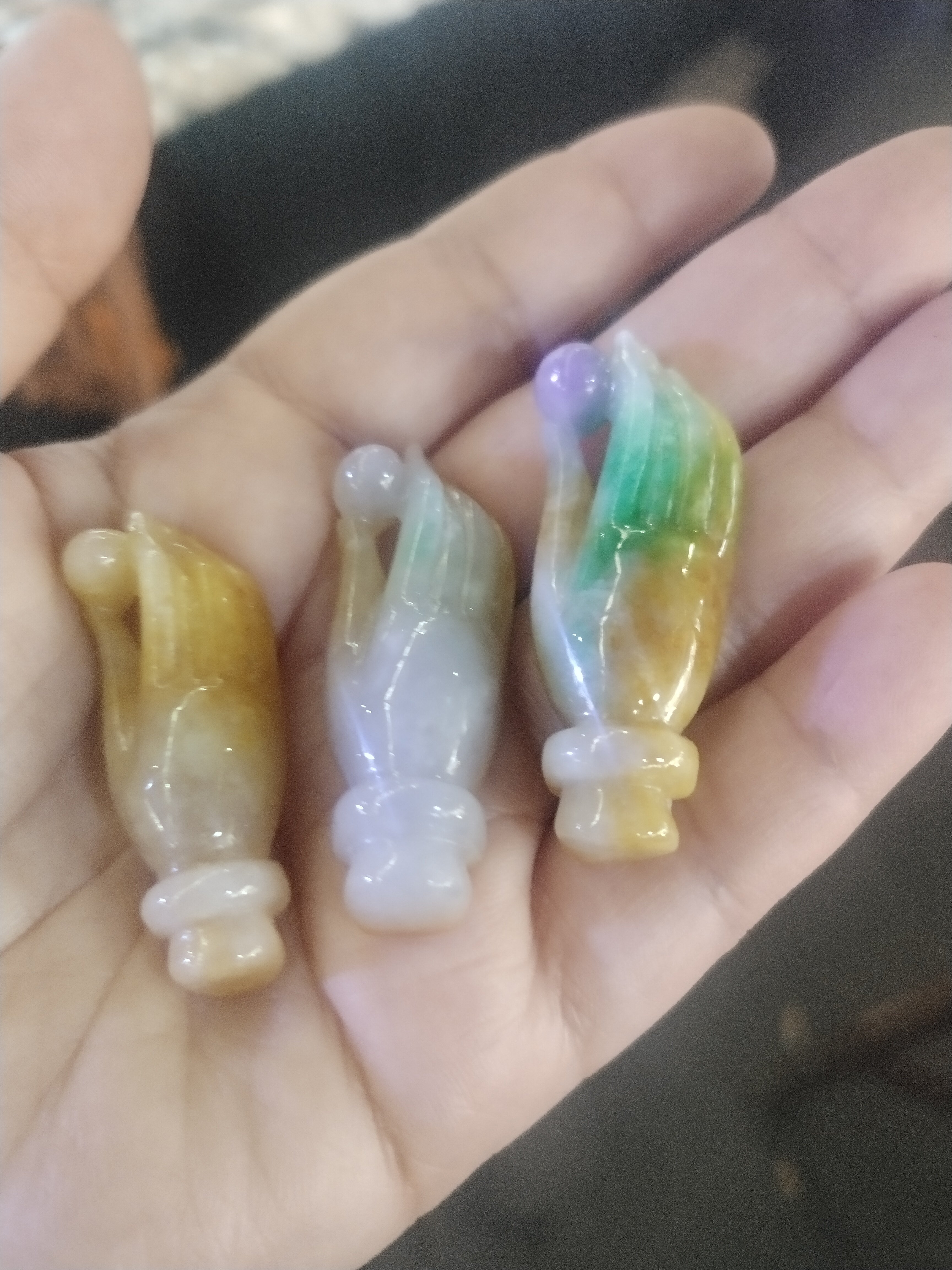 翡翠紫色飘绿黄翡平安佛手挂件吊坠招财新款立体雕刻招财挂件项链