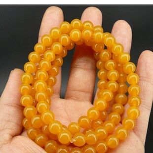 云南龙陵黄龙玉精雕圆珠108颗佛珠手链项链玉石冰种多圈手串