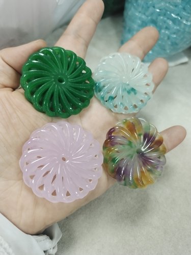 转运花玉石吊坠 男女款复古时尚简约时来运转项链玉佩