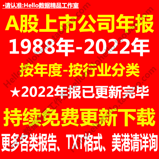 1988-2022年A股上市公司年...