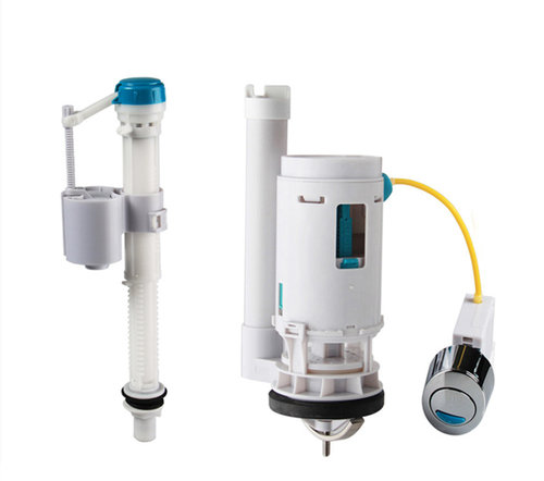 R&T金牌马桶座便器水箱配件进水阀上水器 钢丝线控侧面双按钮排水