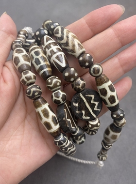 缅甸邦迪克木化石管珠板珠圆珠项链 邦迪克锁骨链配珠文玩配饰