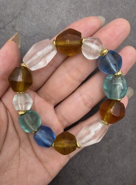 非洲贸易珠 海丝老琉璃手串 女生饰品 夏天小新清百搭时尚手链